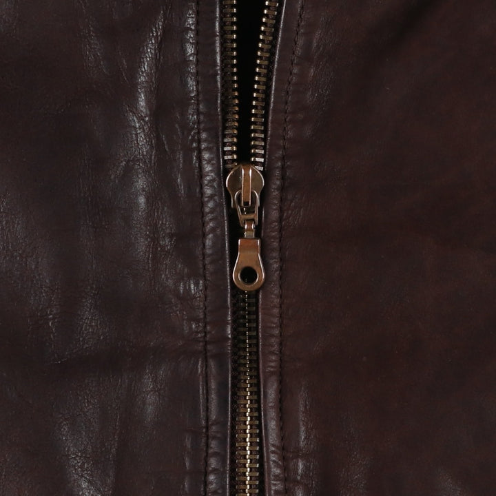 GERONIMO Leather Blouson, Swing Top Type, Made in France, Men's Size XL (approx.) genuine leather brown type Vintage Second Hand