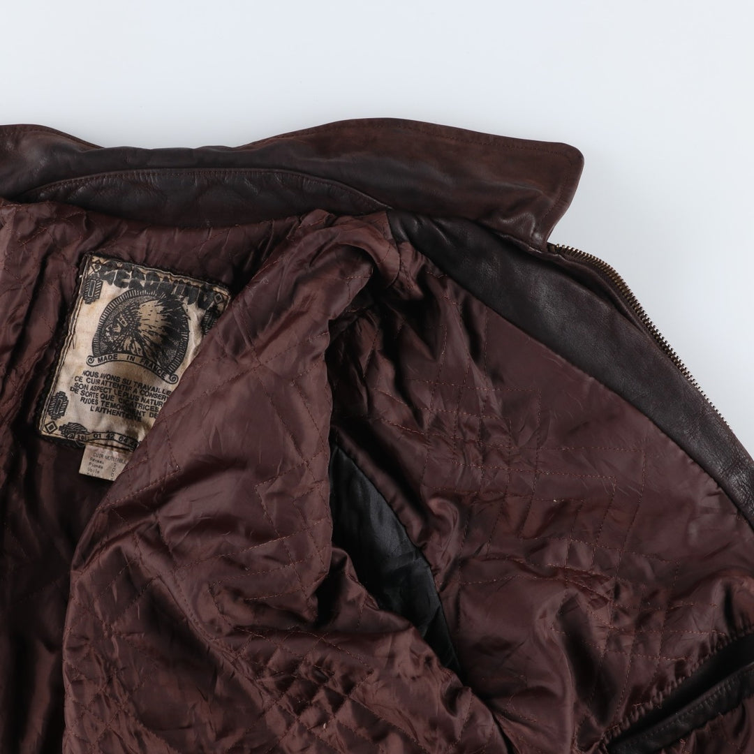 GERONIMO Leather Blouson, Swing Top Type, Made in France, Men's Size XL (approx.) genuine leather brown type Vintage Second Hand