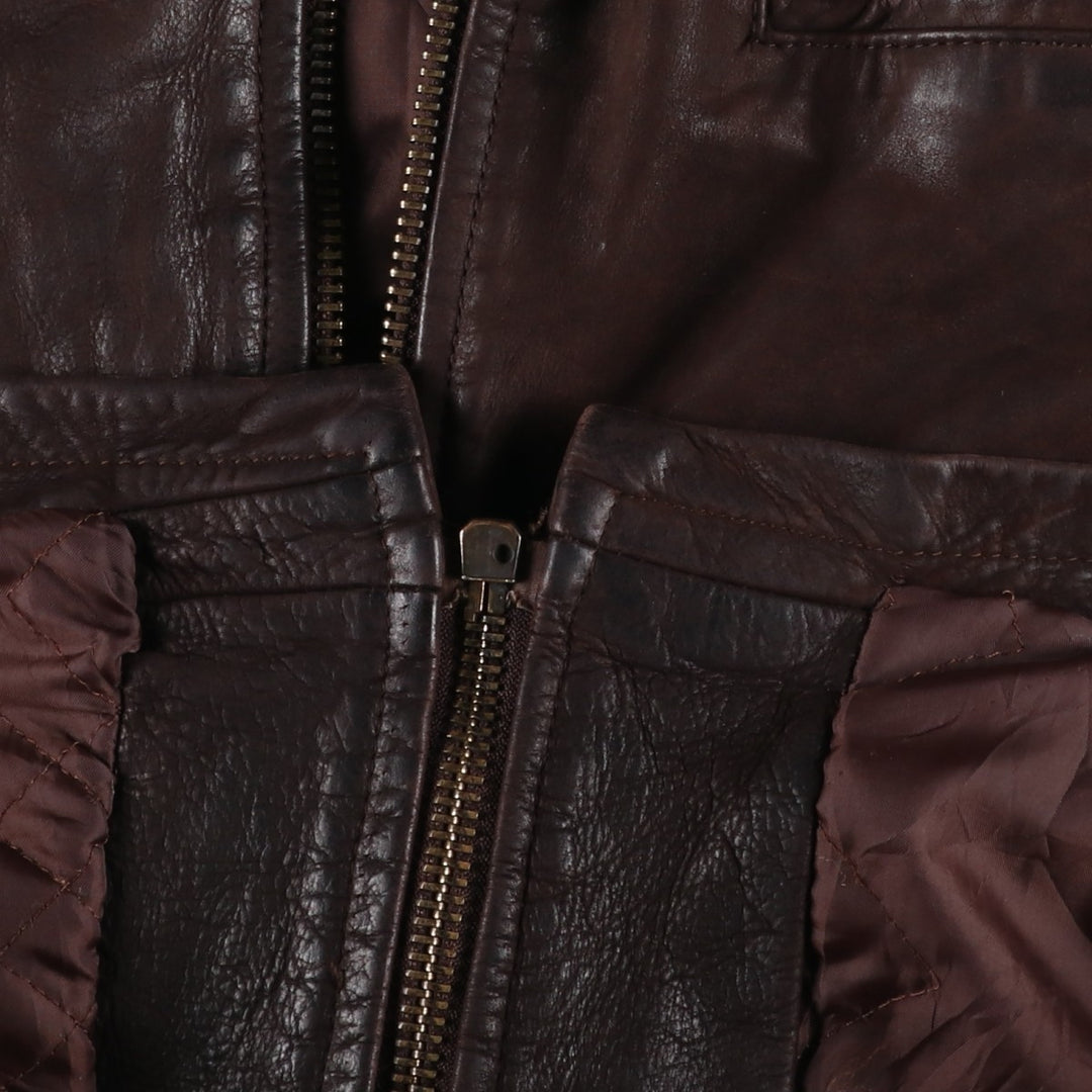 GERONIMO Leather Blouson, Swing Top Type, Made in France, Men's Size XL (approx.) genuine leather brown type Vintage Second Hand
