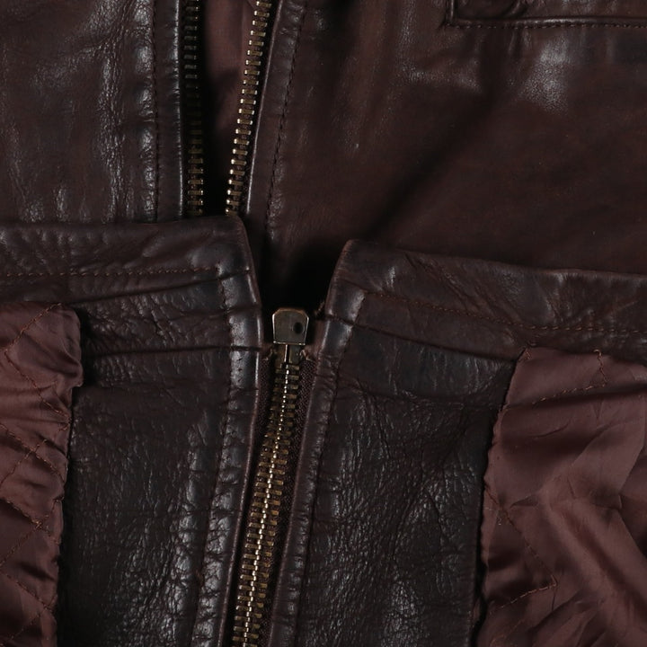 GERONIMO Leather Blouson, Swing Top Type, Made in France, Men's Size XL (approx.) genuine leather brown type Vintage Second Hand