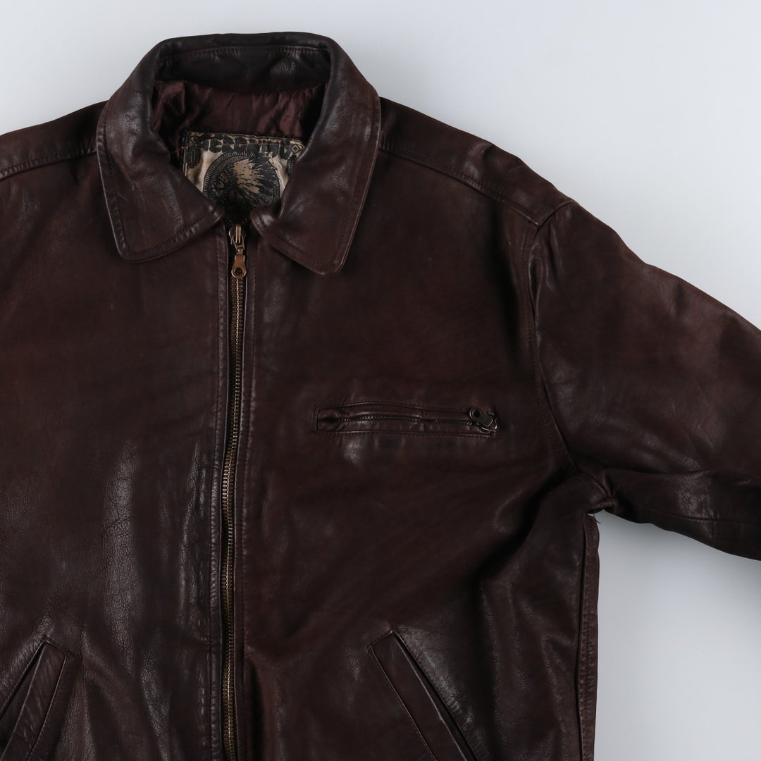 GERONIMO Leather Blouson, Swing Top Type, Made in France, Men's Size XL (approx.) genuine leather brown type Vintage Second Hand