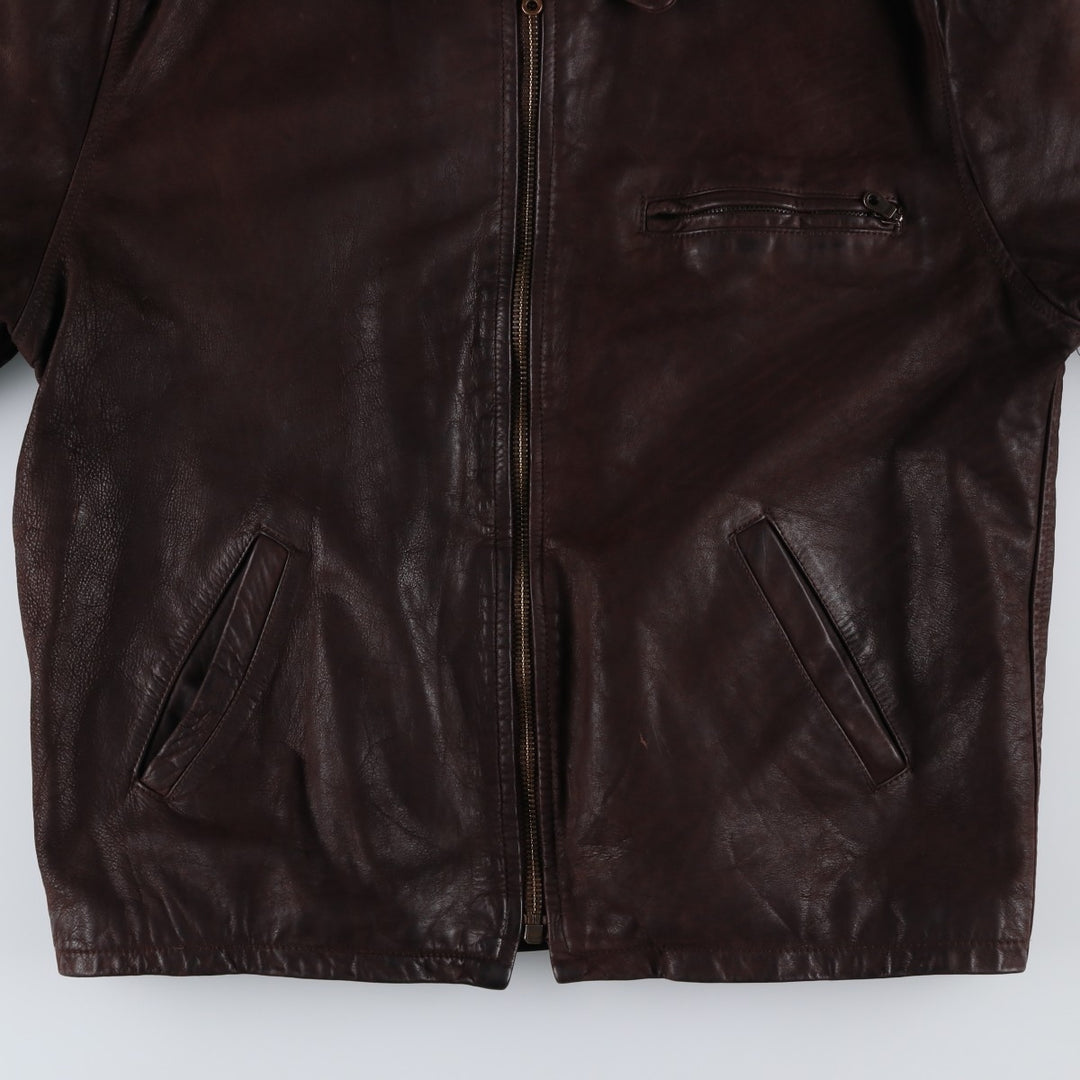 GERONIMO Leather Blouson, Swing Top Type, Made in France, Men's Size XL (approx.) genuine leather brown type Vintage Second Hand