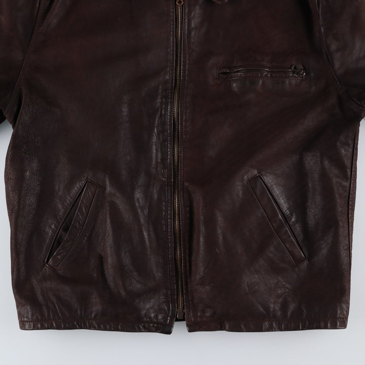 GERONIMO Leather Blouson, Swing Top Type, Made in France, Men's Size XL (approx.) genuine leather brown type Vintage Second Hand