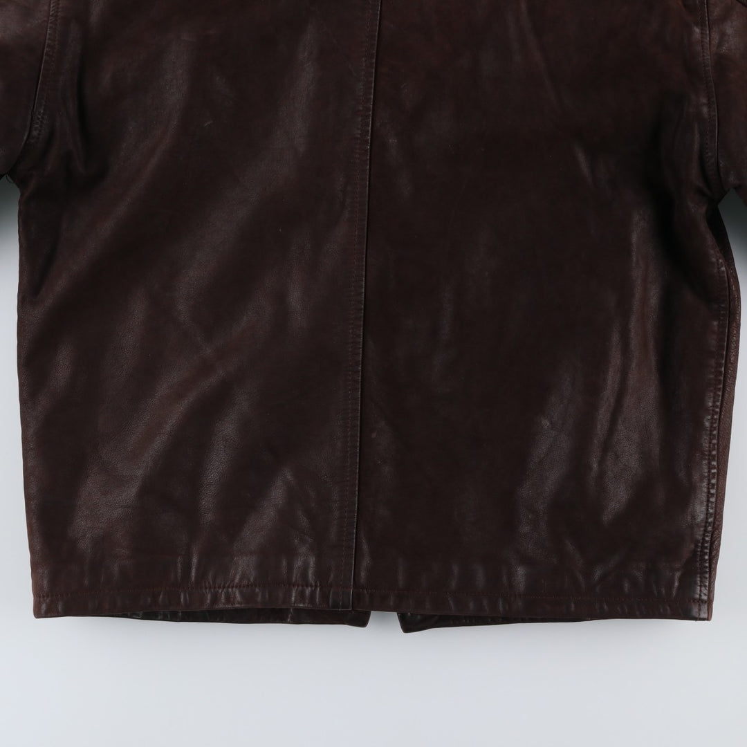 GERONIMO Leather Blouson, Swing Top Type, Made in France, Men's Size XL (approx.) genuine leather brown type Vintage Second Hand