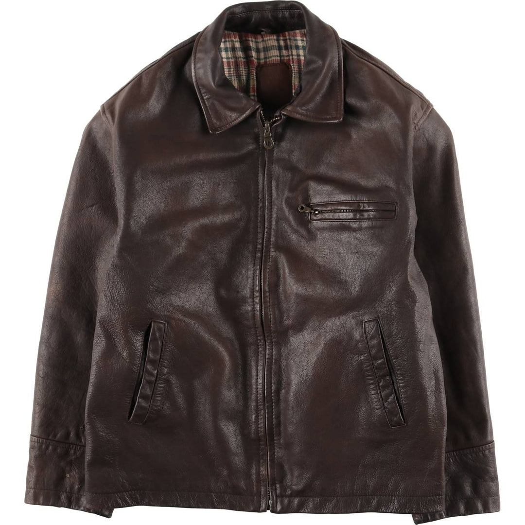 FOSTERS Padded Leather Sports Jacket, Men's Size L (approx.) genuine leather brown type Vintage Second Hand