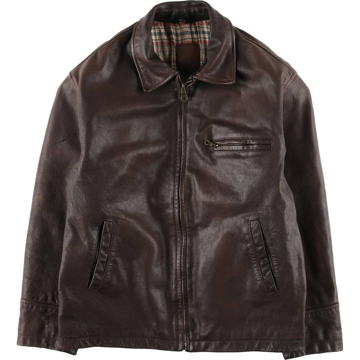 FOSTERS Padded Leather Sports Jacket, Men's Size L (approx.) genuine leather brown type Vintage Second Hand