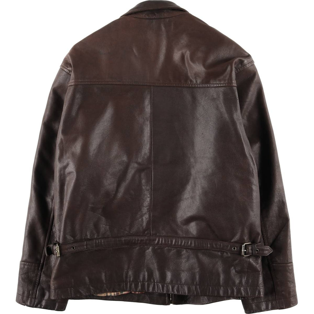 FOSTERS Padded Leather Sports Jacket, Men's Size L (approx.) genuine leather brown type Vintage Second Hand