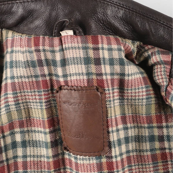 FOSTERS Padded Leather Sports Jacket, Men's Size L (approx.) genuine leather brown type Vintage Second Hand