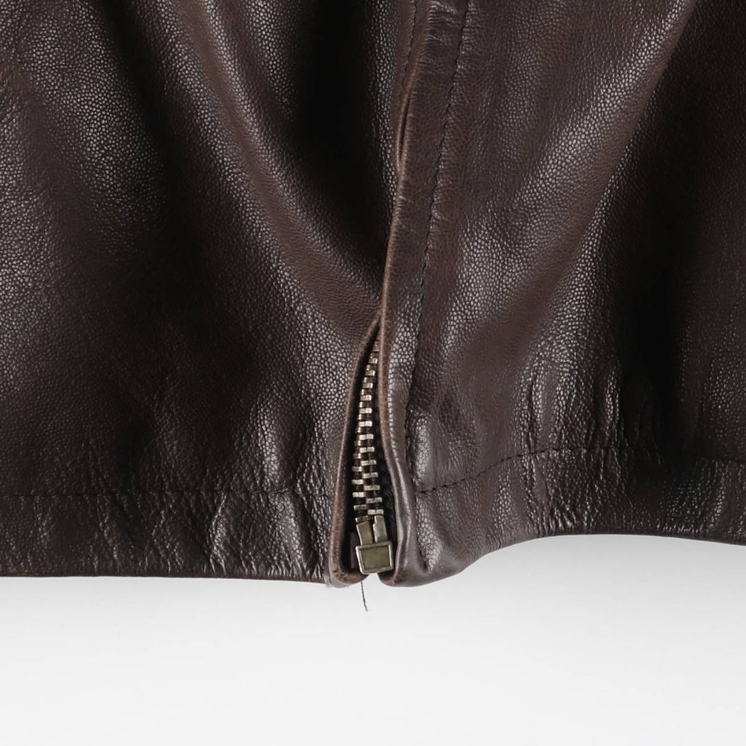 FOSTERS Padded Leather Sports Jacket, Men's Size L (approx.) genuine leather brown type Vintage Second Hand