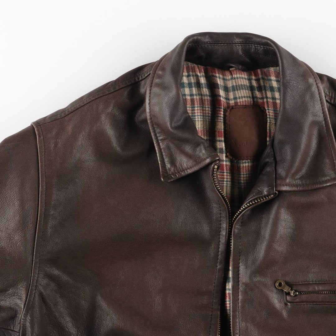 FOSTERS Padded Leather Sports Jacket, Men's Size L (approx.) genuine leather brown type Vintage Second Hand