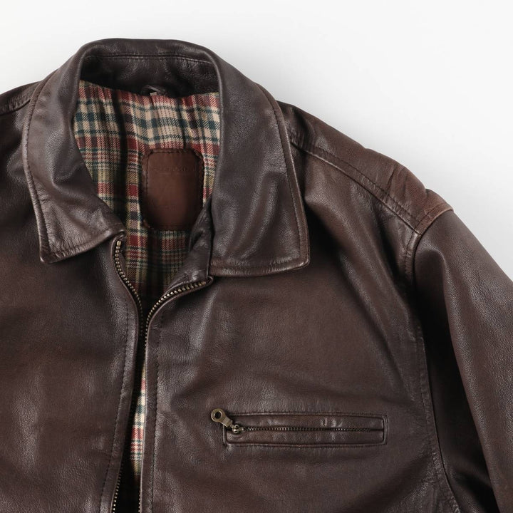 FOSTERS Padded Leather Sports Jacket, Men's Size L (approx.) genuine leather brown type Vintage Second Hand