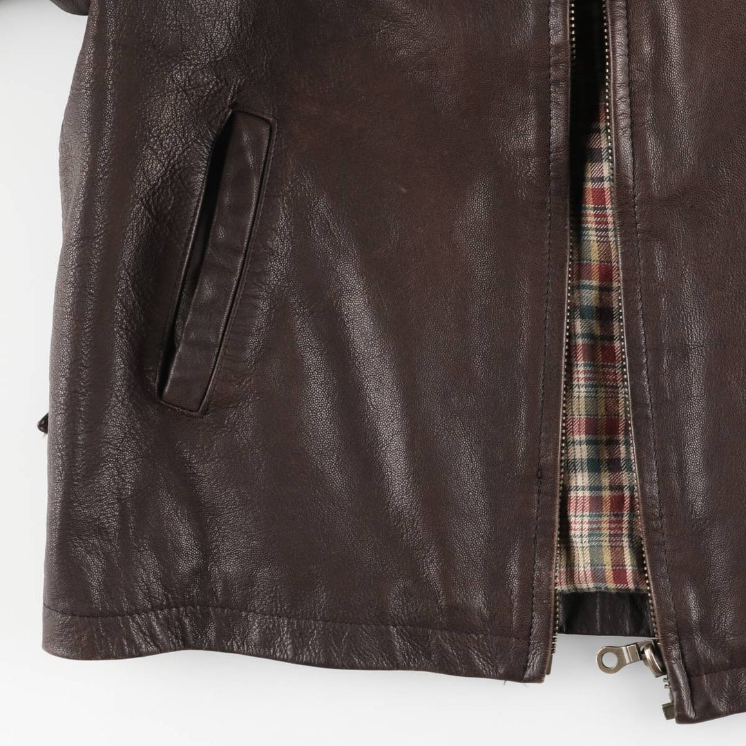 FOSTERS Padded Leather Sports Jacket, Men's Size L (approx.) genuine leather brown type Vintage Second Hand