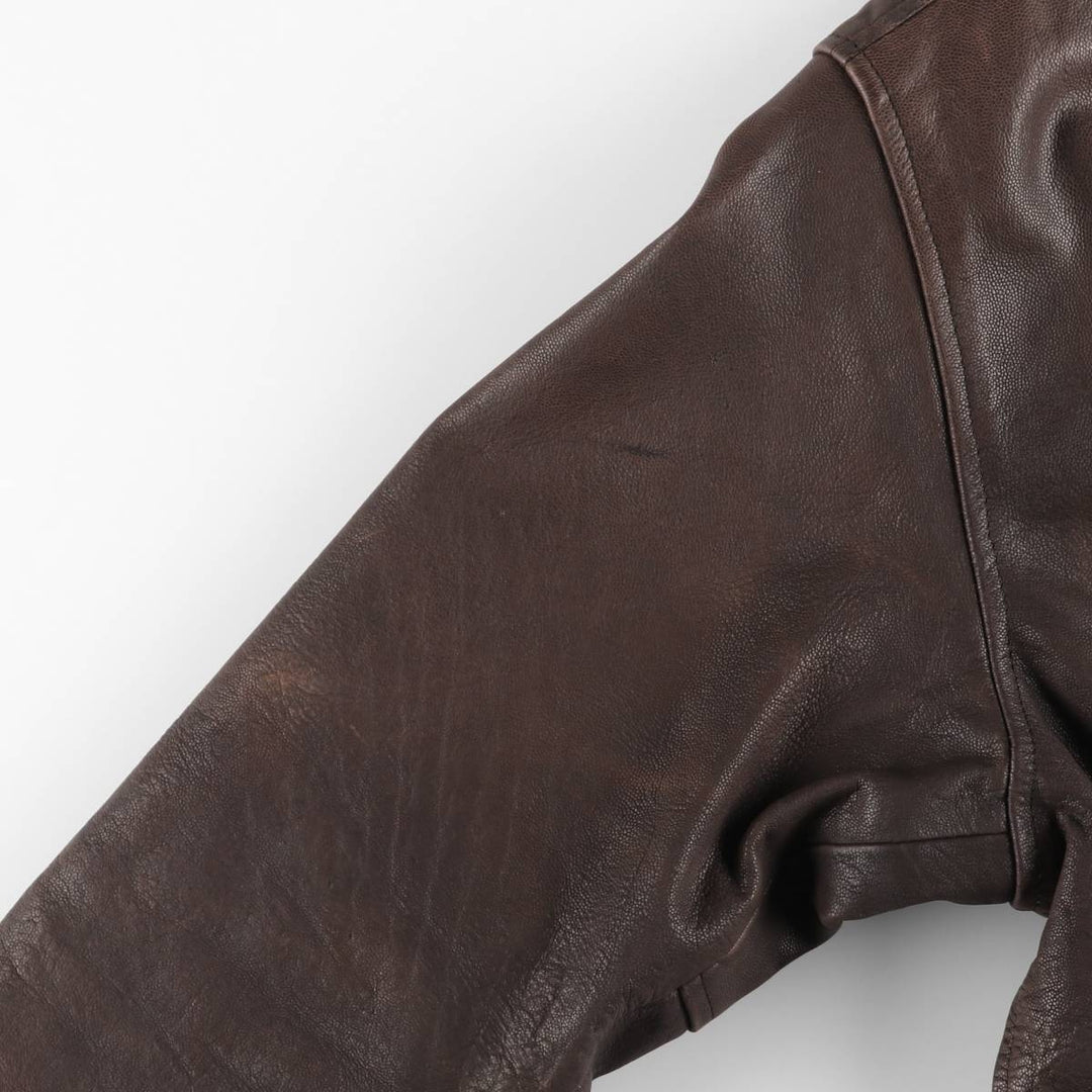 FOSTERS Padded Leather Sports Jacket, Men's Size L (approx.) genuine leather brown type Vintage Second Hand