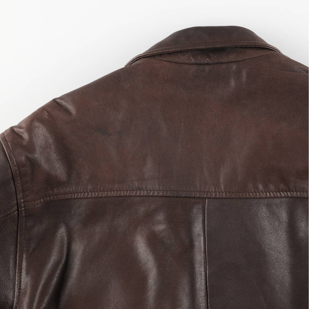 FOSTERS Padded Leather Sports Jacket, Men's Size L (approx.) genuine leather brown type Vintage Second Hand