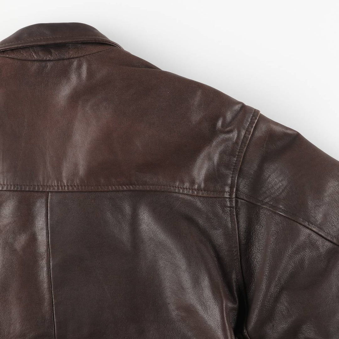FOSTERS Padded Leather Sports Jacket, Men's Size L (approx.) genuine leather brown type Vintage Second Hand