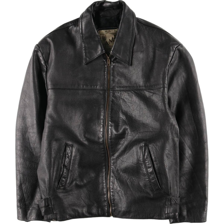 AMI Padded Leather Sports Jacket, Men's Size L (approx.) genuine leather black type Vintage Second Hand