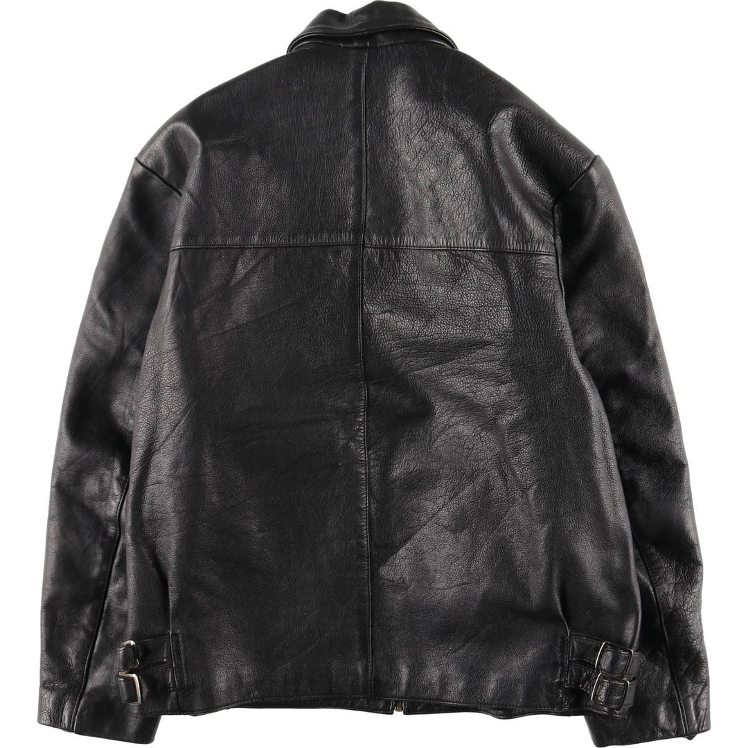 AMI Padded Leather Sports Jacket, Men's Size L (approx.) genuine leather black type Vintage Second Hand