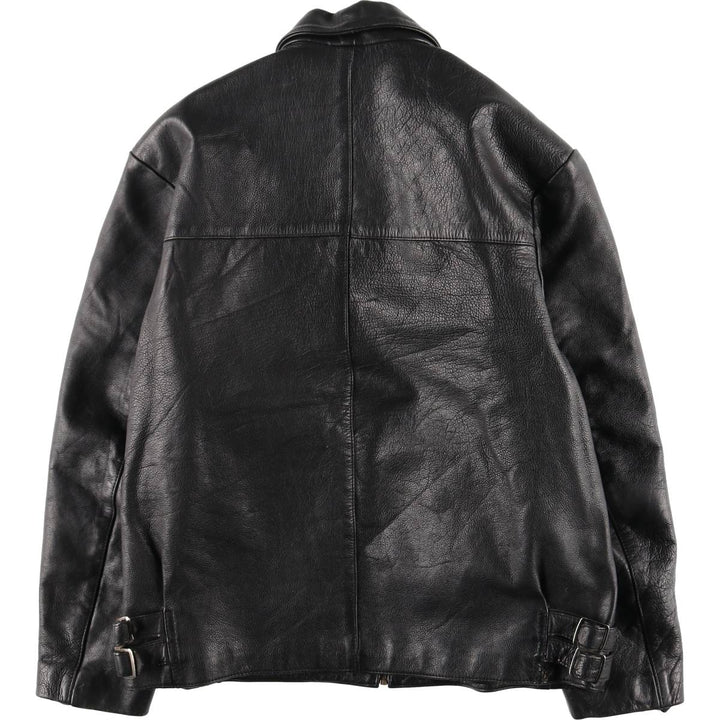 AMI Padded Leather Sports Jacket, Men's Size L (approx.) genuine leather black type Vintage Second Hand