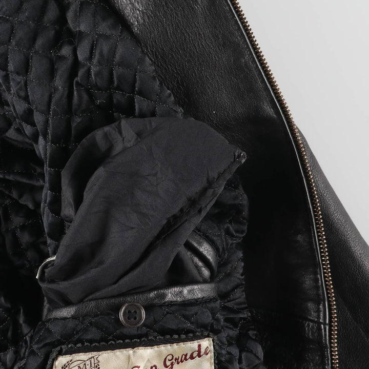 AMI Padded Leather Sports Jacket, Men's Size L (approx.) genuine leather black type Vintage Second Hand