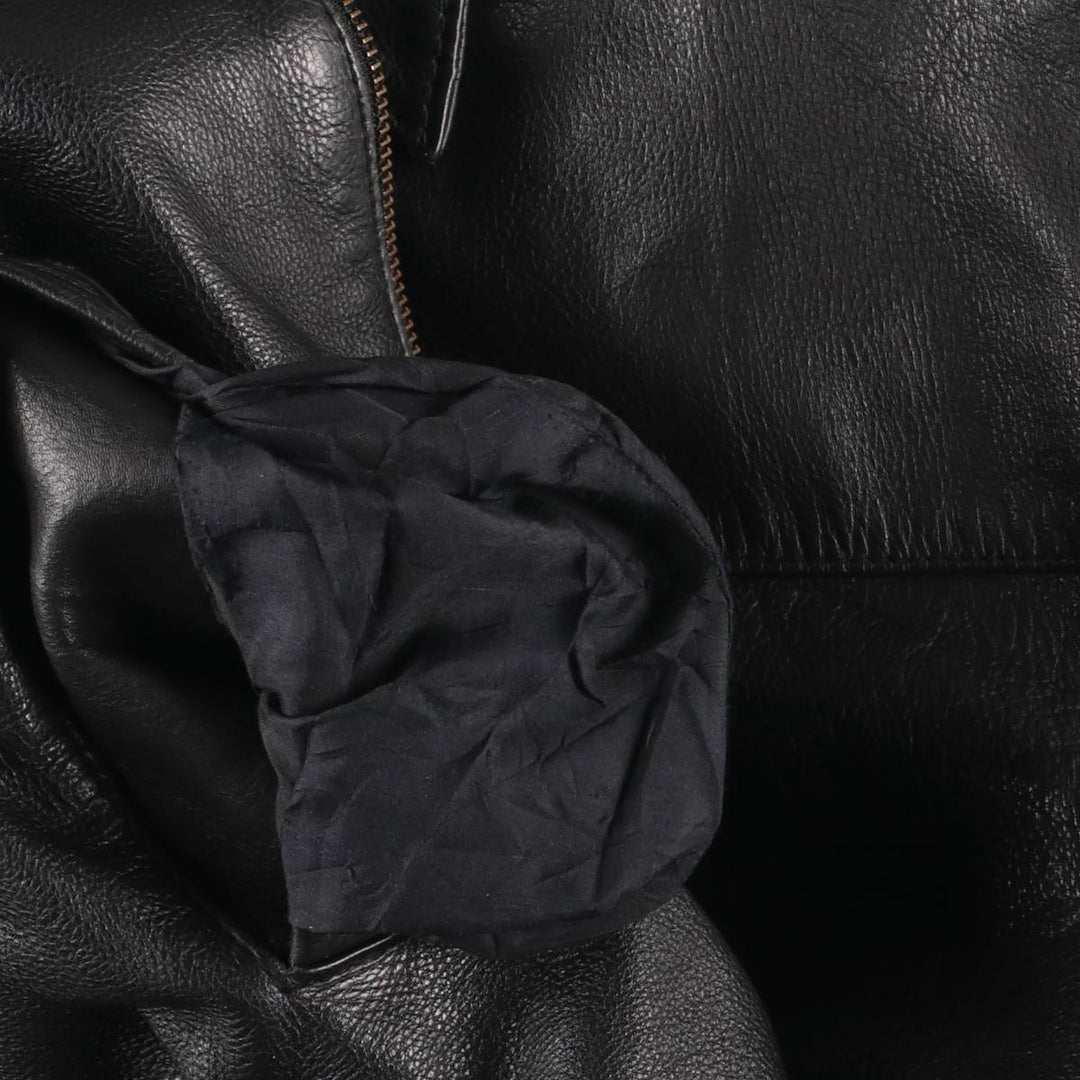 AMI Padded Leather Sports Jacket, Men's Size L (approx.) genuine leather black type Vintage Second Hand
