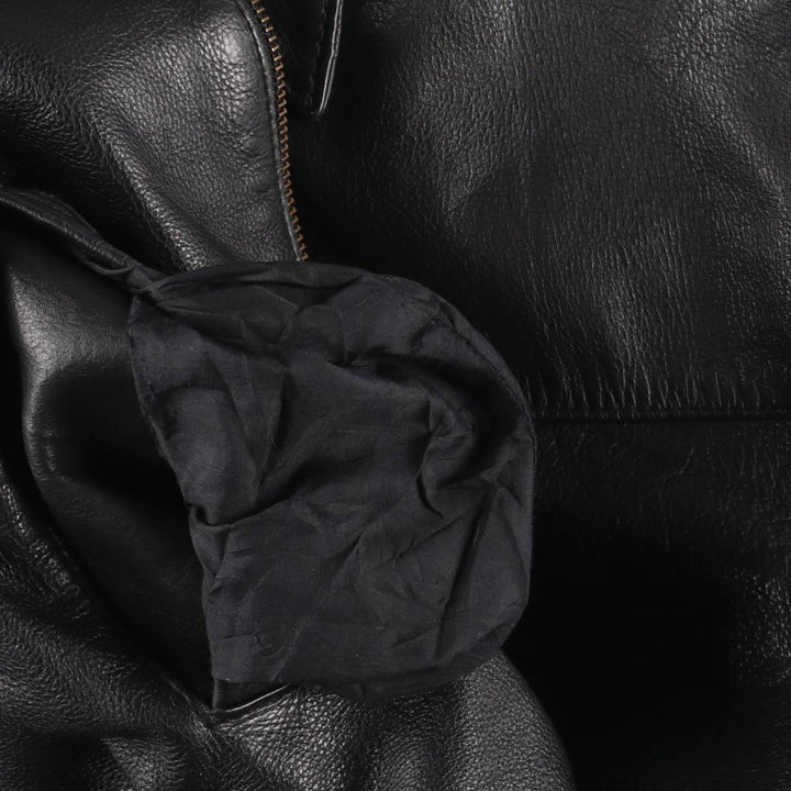 AMI Padded Leather Sports Jacket, Men's Size L (approx.) genuine leather black type Vintage Second Hand