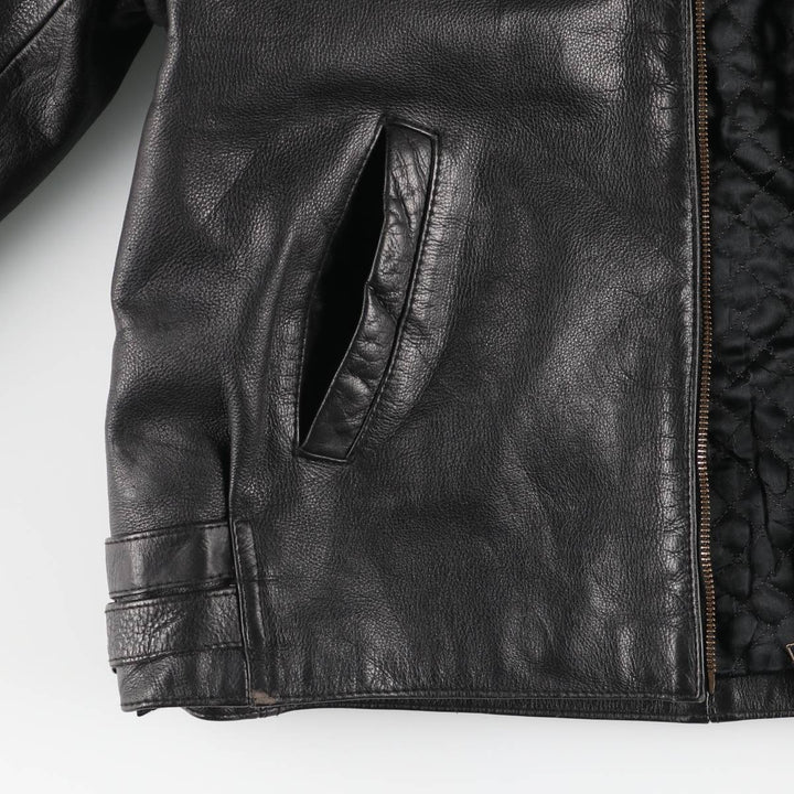 AMI Padded Leather Sports Jacket, Men's Size L (approx.) genuine leather black type Vintage Second Hand