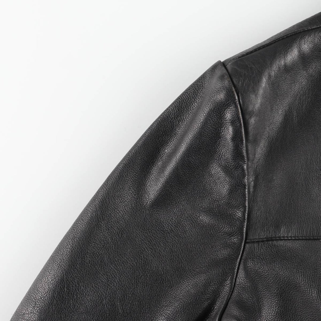 AMI Padded Leather Sports Jacket, Men's Size L (approx.) genuine leather black type Vintage Second Hand