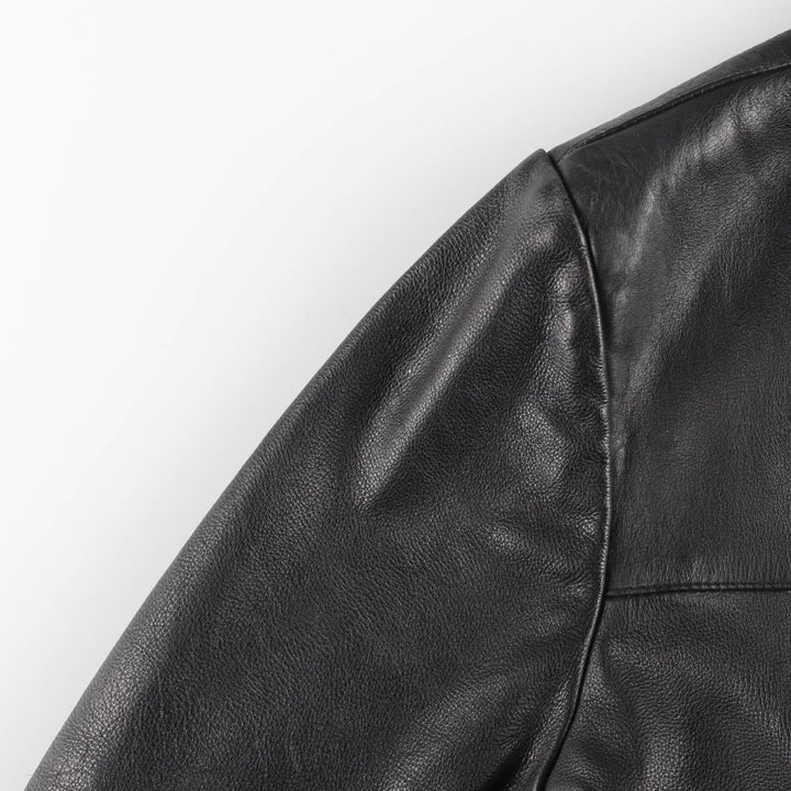 AMI Padded Leather Sports Jacket, Men's Size L (approx.) genuine leather black type Vintage Second Hand