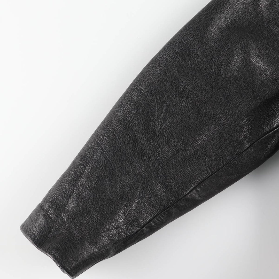 AMI Padded Leather Sports Jacket, Men's Size L (approx.) genuine leather black type Vintage Second Hand