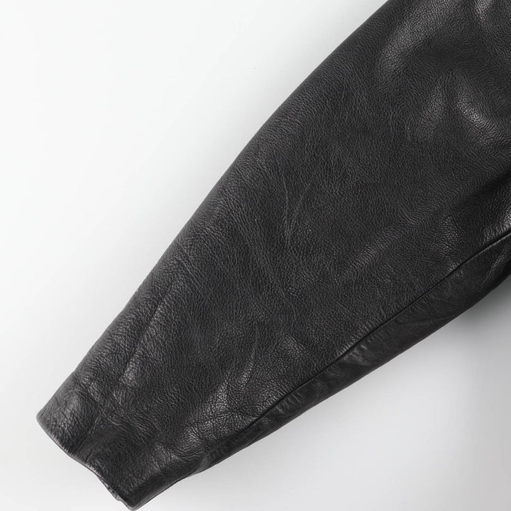 AMI Padded Leather Sports Jacket, Men's Size L (approx.) genuine leather black type Vintage Second Hand