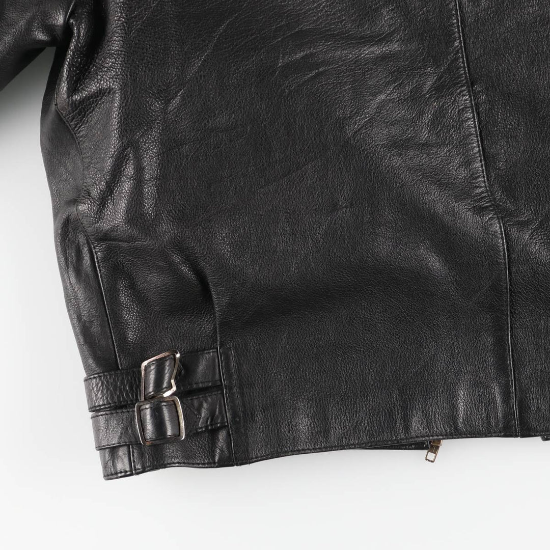 AMI Padded Leather Sports Jacket, Men's Size L (approx.) genuine leather black type Vintage Second Hand