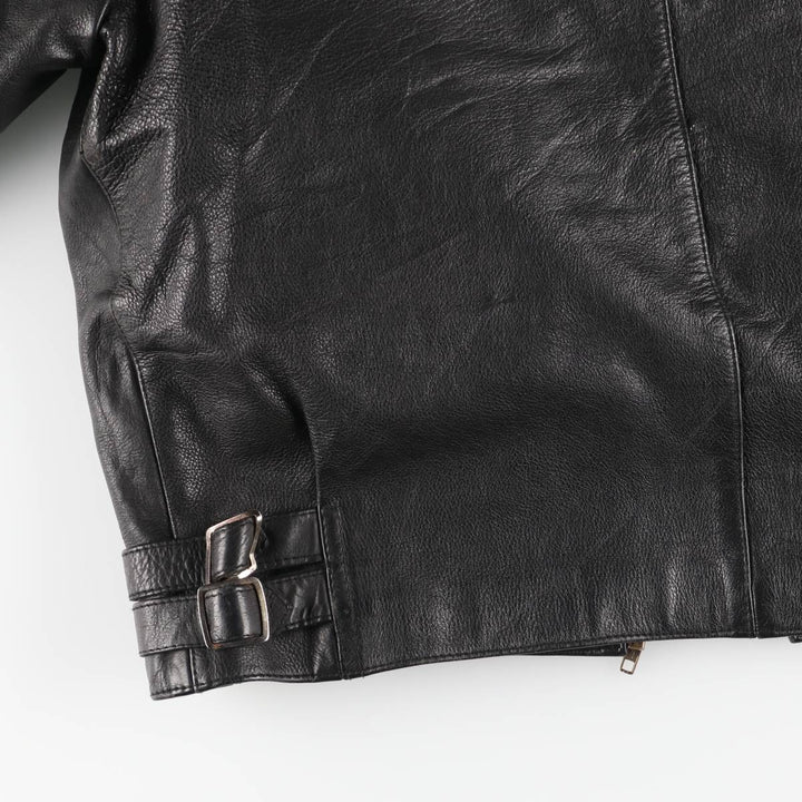 AMI Padded Leather Sports Jacket, Men's Size L (approx.) genuine leather black type Vintage Second Hand