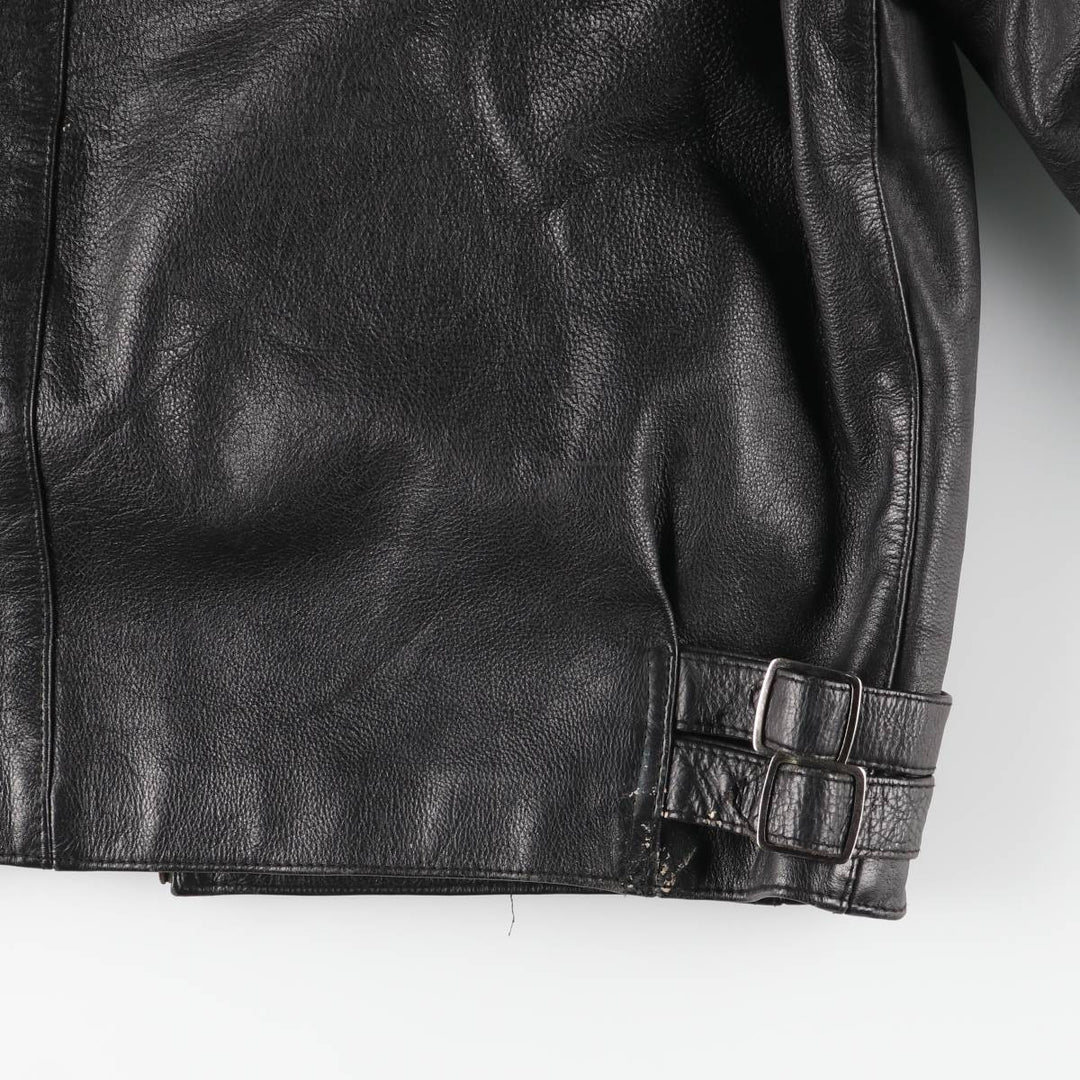 AMI Padded Leather Sports Jacket, Men's Size L (approx.) genuine leather black type Vintage Second Hand