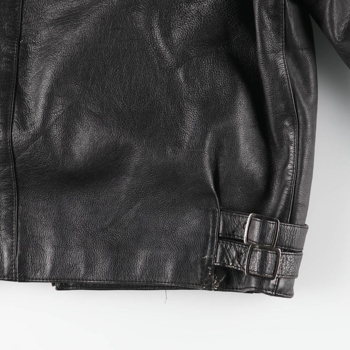 AMI Padded Leather Sports Jacket, Men's Size L (approx.) genuine leather black type Vintage Second Hand