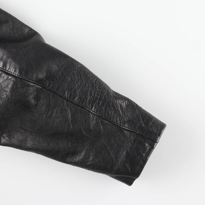 AMI Padded Leather Sports Jacket, Men's Size L (approx.) genuine leather black type Vintage Second Hand