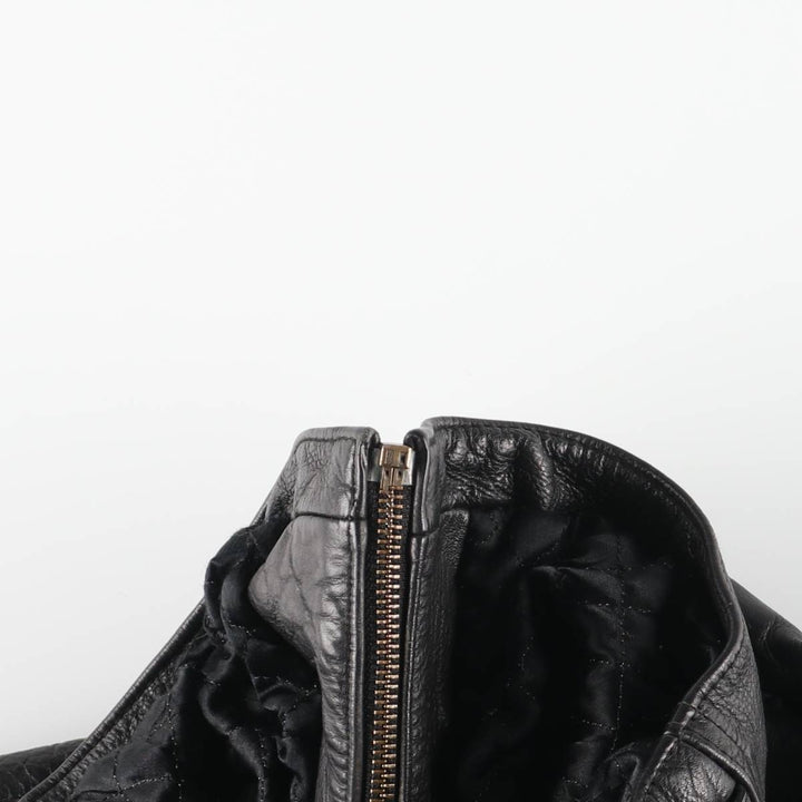 AMI Padded Leather Sports Jacket, Men's Size L (approx.) genuine leather black type Vintage Second Hand