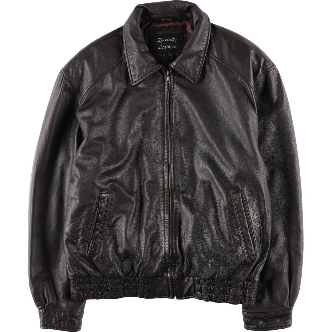 SPECIALTY LEATHERS Swing Top Type Padded Leather Blouson, Men's Size L (approx.) genuine leather brown type Vintage Second Hand