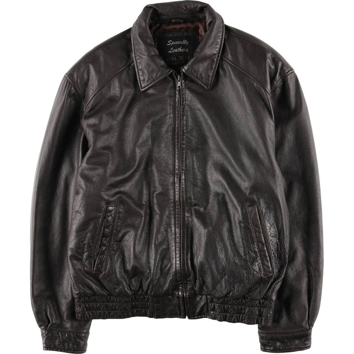 SPECIALTY LEATHERS Swing Top Type Padded Leather Blouson, Men's Size L (approx.) genuine leather brown type Vintage Second Hand
