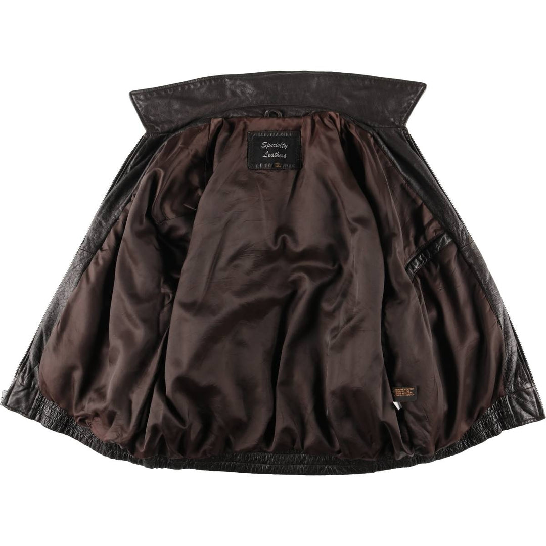 SPECIALTY LEATHERS Swing Top Type Padded Leather Blouson, Men's Size L (approx.) genuine leather brown type Vintage Second Hand