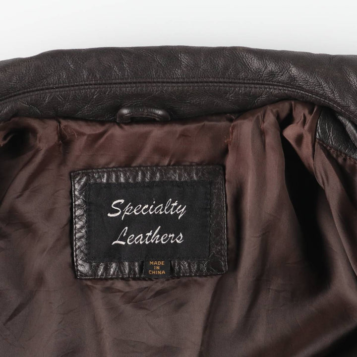 SPECIALTY LEATHERS Swing Top Type Padded Leather Blouson, Men's Size L (approx.) genuine leather brown type Vintage Second Hand