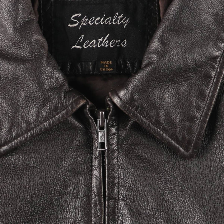 SPECIALTY LEATHERS Swing Top Type Padded Leather Blouson, Men's Size L (approx.) genuine leather brown type Vintage Second Hand
