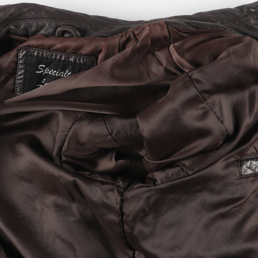 SPECIALTY LEATHERS Swing Top Type Padded Leather Blouson, Men's Size L (approx.) genuine leather brown type Vintage Second Hand