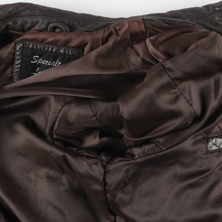 SPECIALTY LEATHERS Swing Top Type Padded Leather Blouson, Men's Size L (approx.) genuine leather brown type Vintage Second Hand