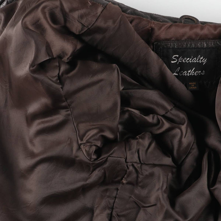 SPECIALTY LEATHERS Swing Top Type Padded Leather Blouson, Men's Size L (approx.) genuine leather brown type Vintage Second Hand