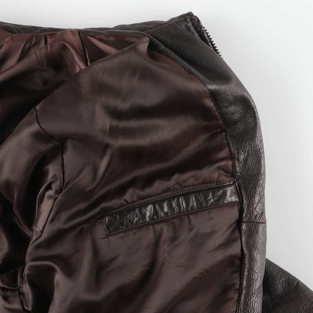 SPECIALTY LEATHERS Swing Top Type Padded Leather Blouson, Men's Size L (approx.) genuine leather brown type Vintage Second Hand