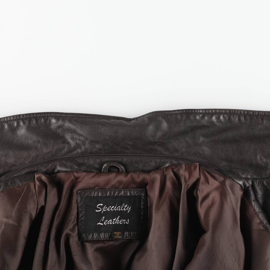 SPECIALTY LEATHERS Swing Top Type Padded Leather Blouson, Men's Size L (approx.) genuine leather brown type Vintage Second Hand