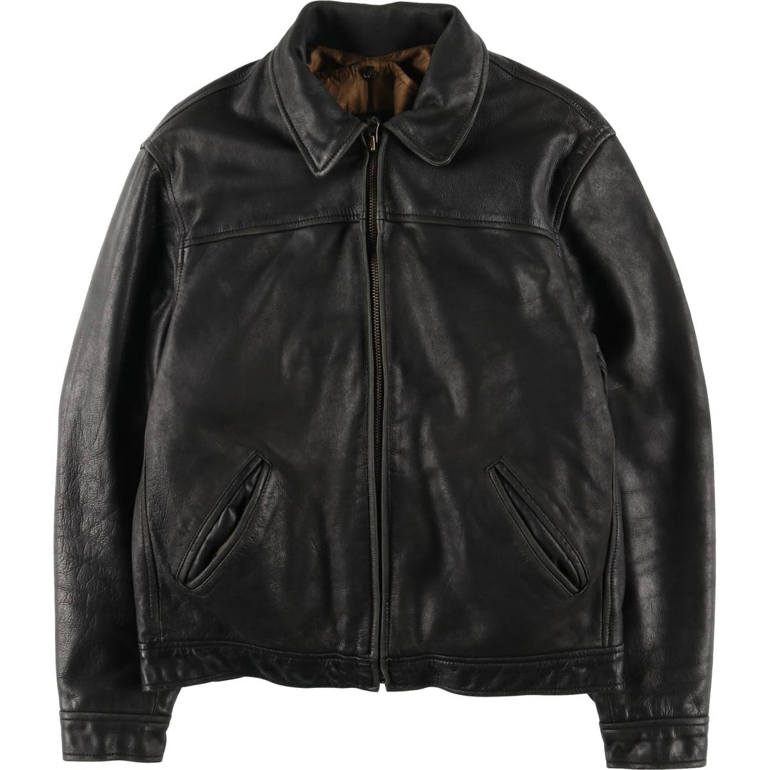 REDSKINS Leather Sports Jacket, Men's Size L (approx.) genuine leather black type Vintage Second Hand