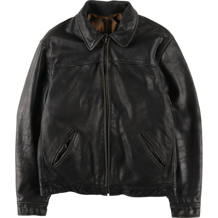 REDSKINS Leather Sports Jacket, Men's Size L (approx.) genuine leather black type Vintage Second Hand