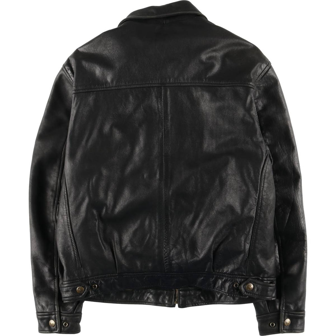 REDSKINS Leather Sports Jacket, Men's Size L (approx.) genuine leather black type Vintage Second Hand