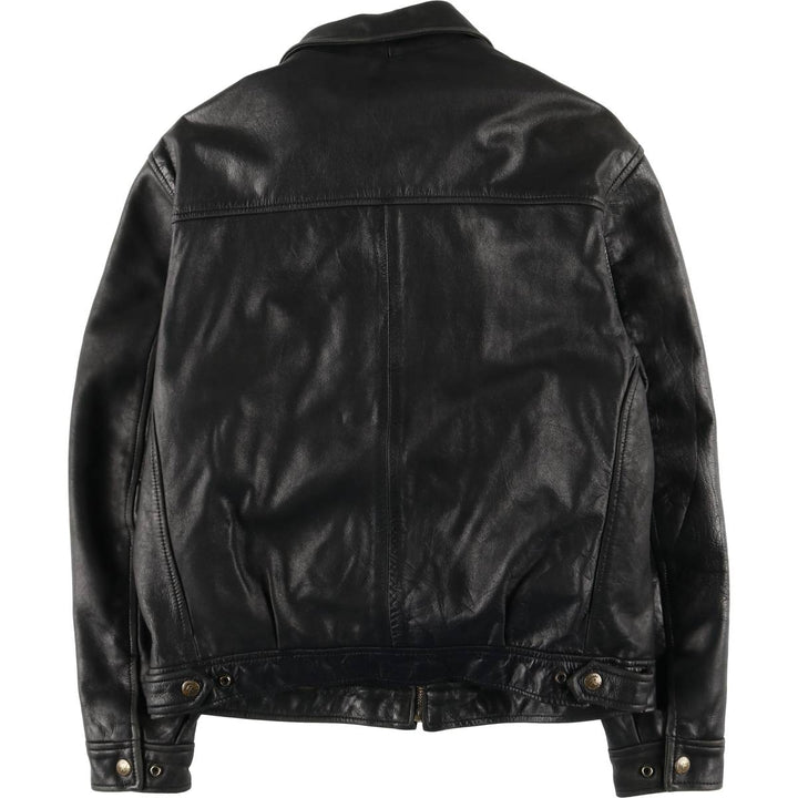 REDSKINS Leather Sports Jacket, Men's Size L (approx.) genuine leather black type Vintage Second Hand